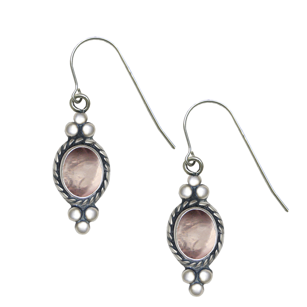 Sterling Silver Rose Quartz Gemstone Drop Dangle Earrings